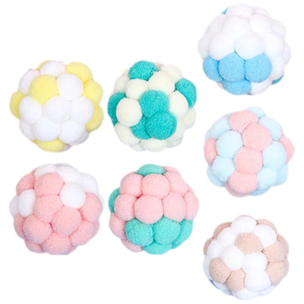 6Pcs Cat Toys Balls with Bell Cat Pom Pom Balls Cat Toy Interactive Toys for Indoor Cats and Kittens