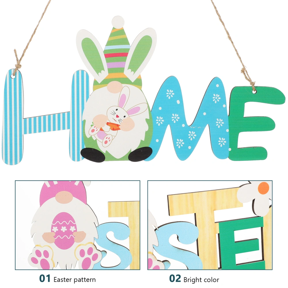 2pcs Easter Gnomes Hanging Decor Wood Sign Easter Party Home Decorations