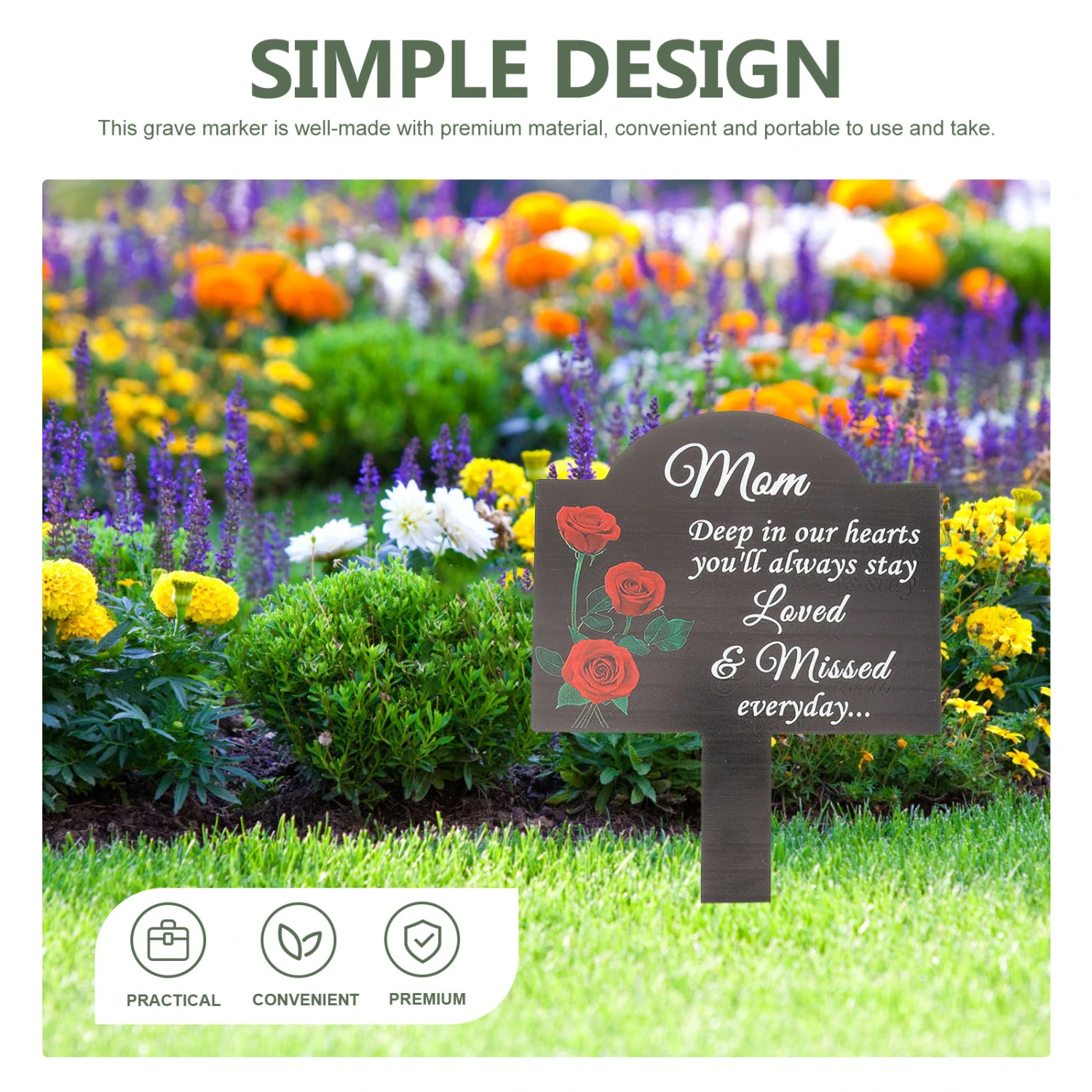 Metal Plaque Garden Stake Grave Cemetery Decoration Cemetery Memorial Plaque Stake for Mom