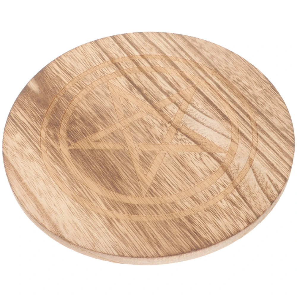 Round Pentacle Altar Tray Wooden Offering Tray Pentacle Plate for Worship