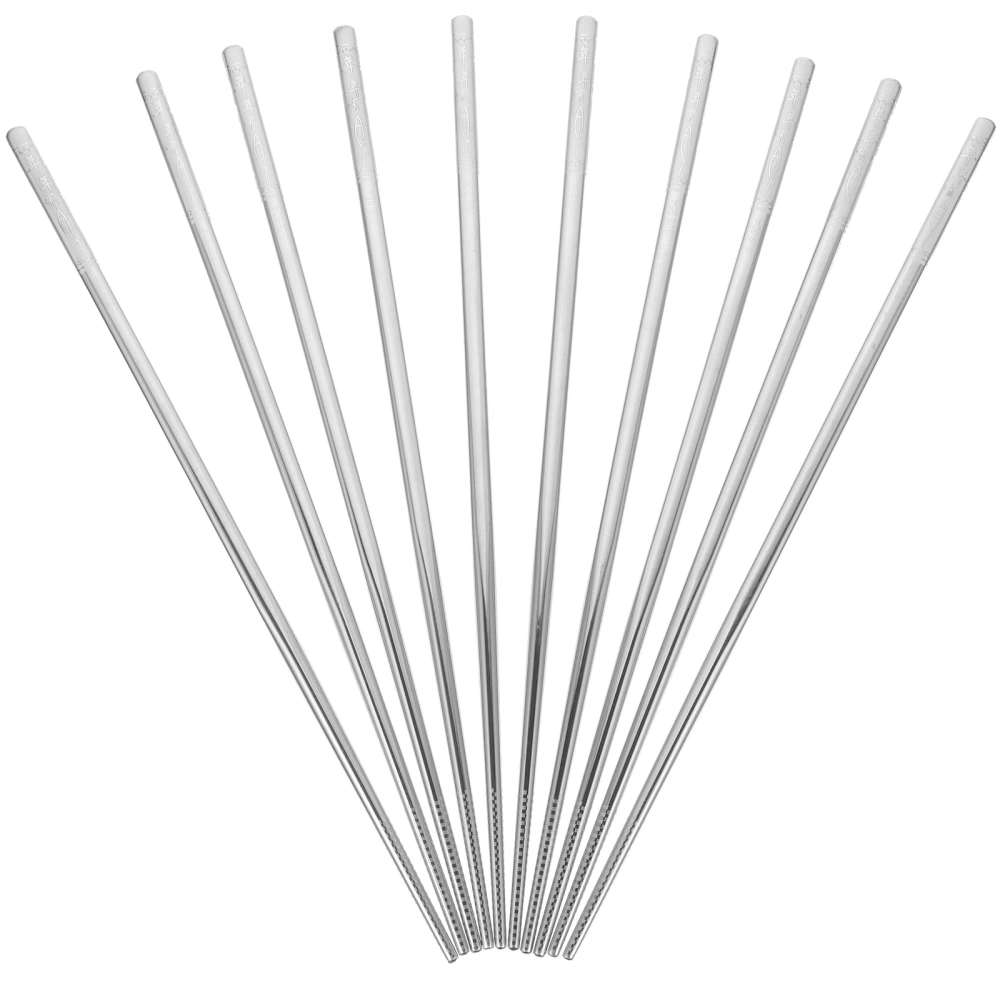 5 Pairs of Stainless Steel Chopsticks Non-Skid Tableware Household Chopsticks Metal Tableware