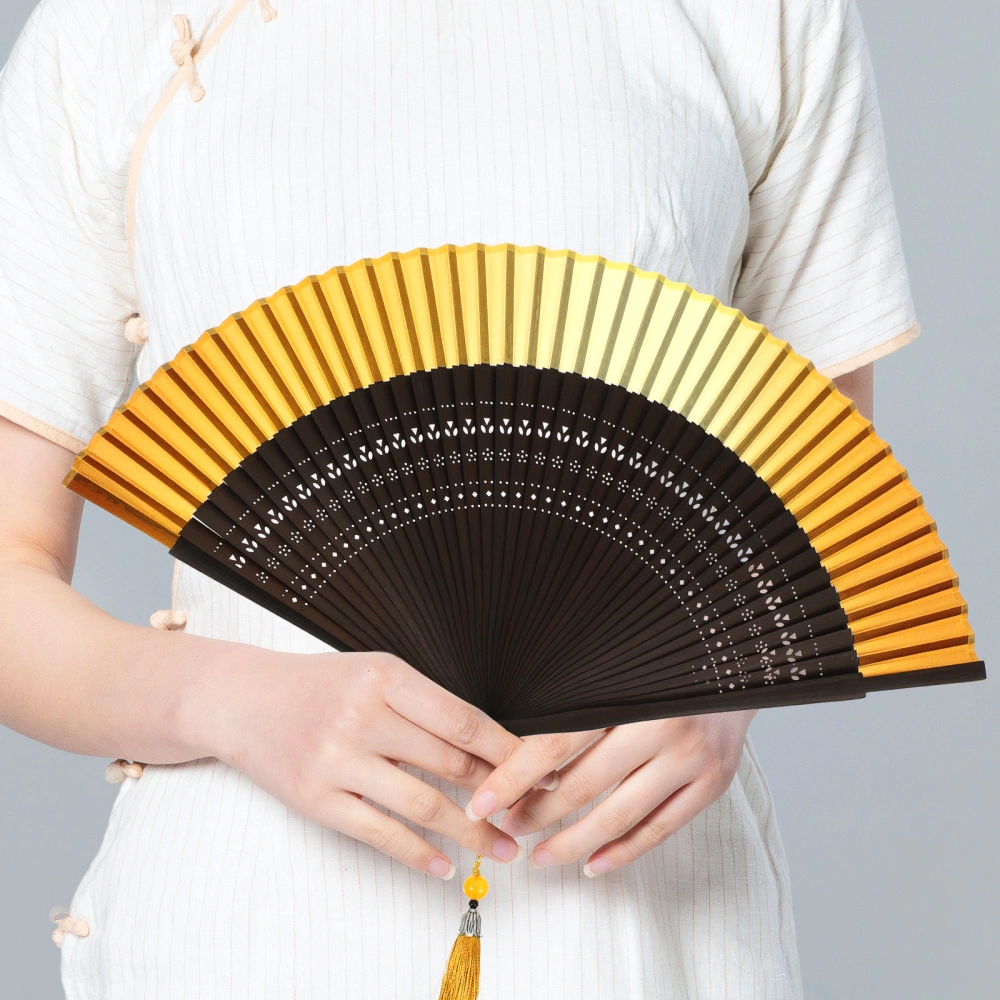 Folding Fan Chinese Style Hand Fan Vintage Handheld Fan with Tassel for Dancing