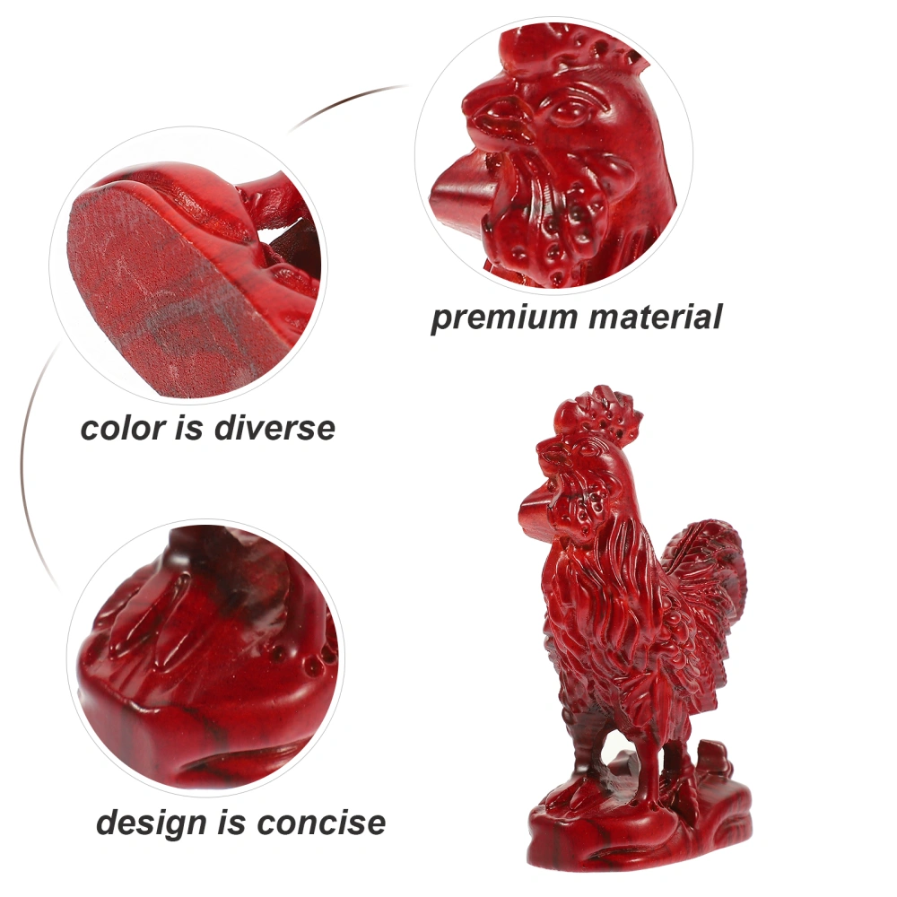 Wood Carving Rooster Figurine Rooster Decoration Desktop Animal Crafts Ornament