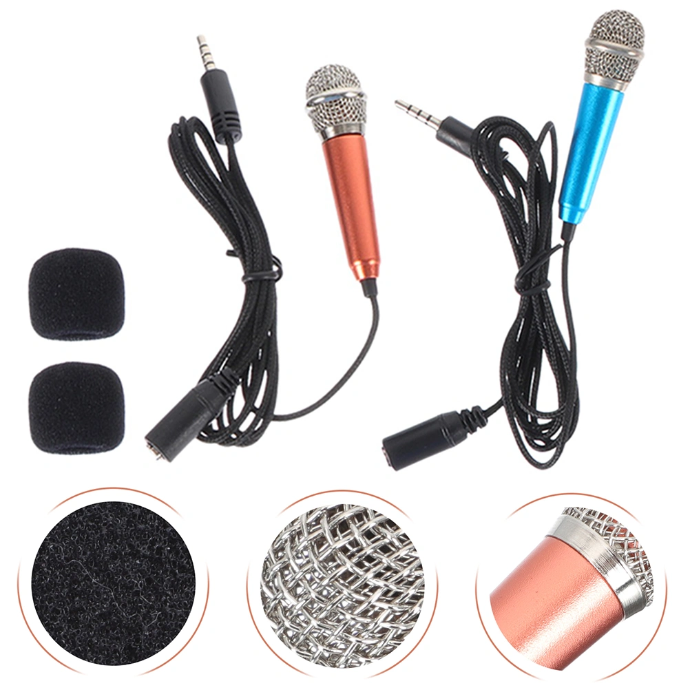 2pcs Mini Microphones Portable Vocal Tiny Microphones Phone Microphones