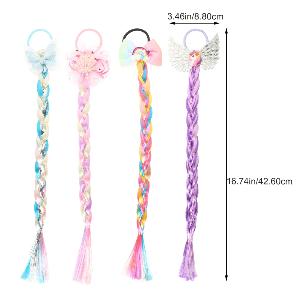 4pcs Children Braided Wig Hair Ropes Hair Wig Hair Ties Child Hair Ties