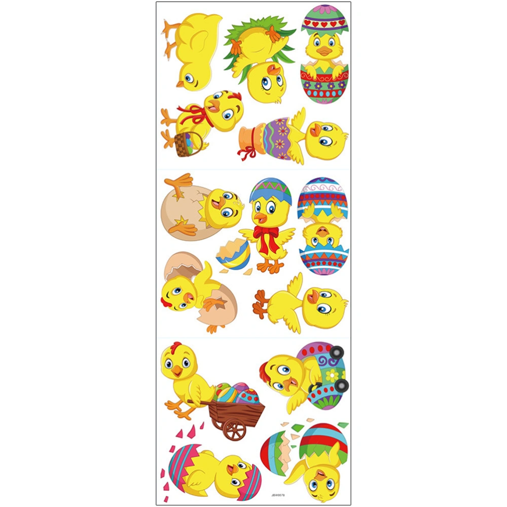 1 Set of Easter Chicken Wall Stickers Self Adhesive Wall Decals Cartoon Chicken Decals Easter Decors