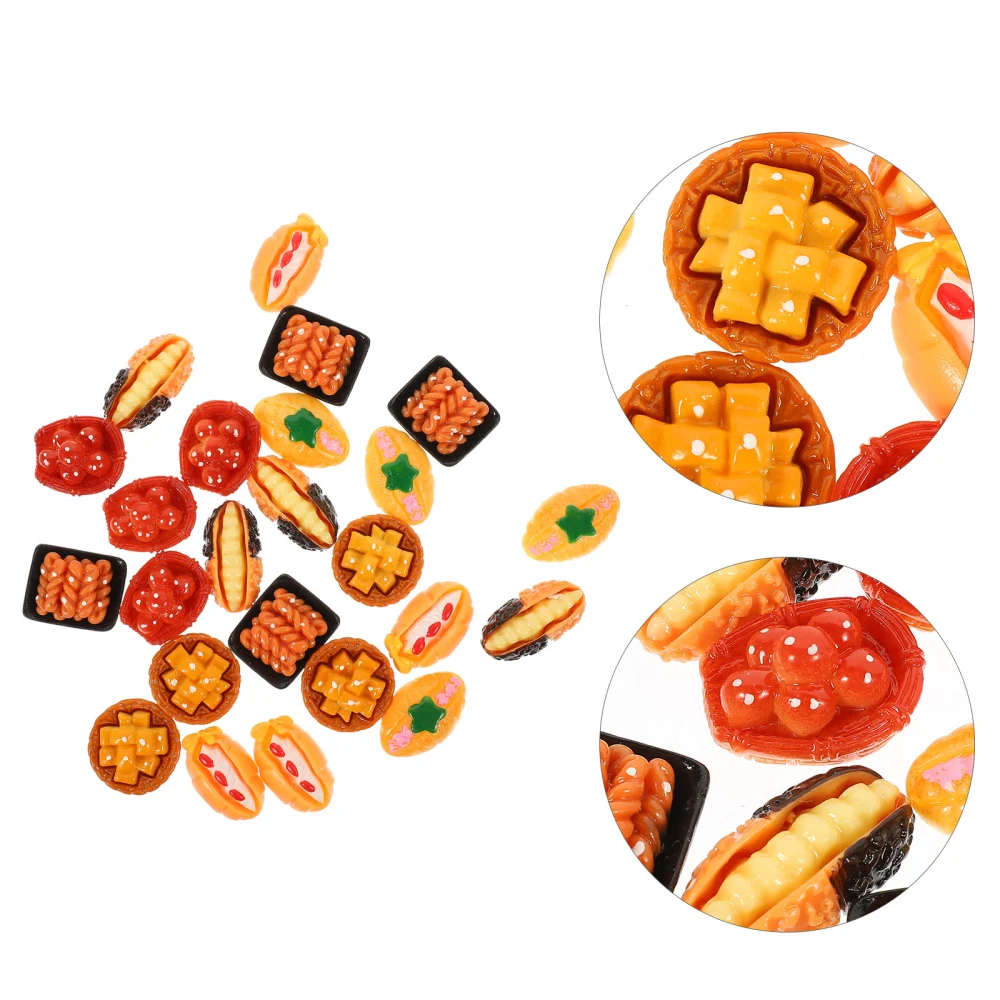 24Pcs Realistic Miniature Food Adorable Mini Food Decorative Children Toys Mini House Supply