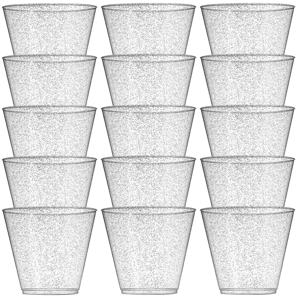 20Pcs Disposable Glitter Cups Wedding Cups Clear Tumblers Party Cups(9OZ)