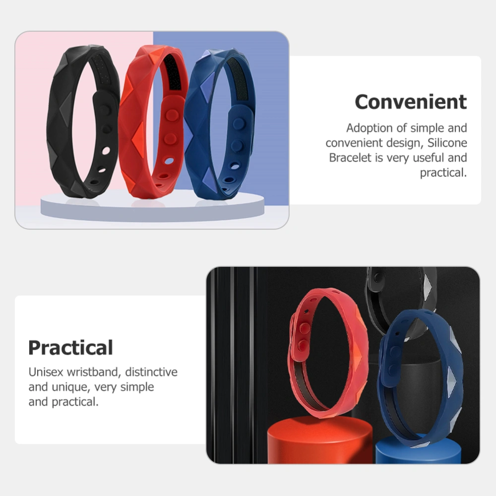 3Pcs Anti Static Wrist Strap Silicone Sports Bracelet Fitness Silicone Wristband