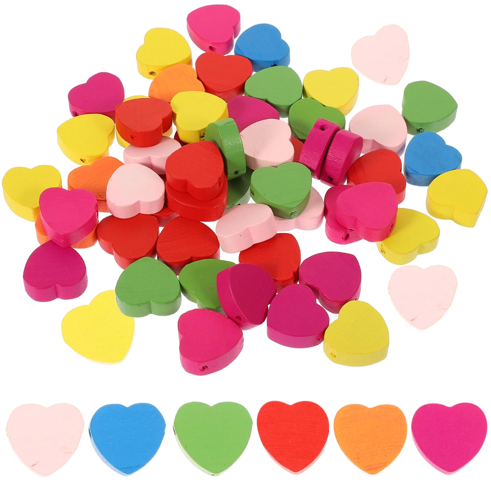 50pcs Heart Shape Beads Jewelry Wooden Spacer Beads DIY Valentine's Day Jewelry Beads