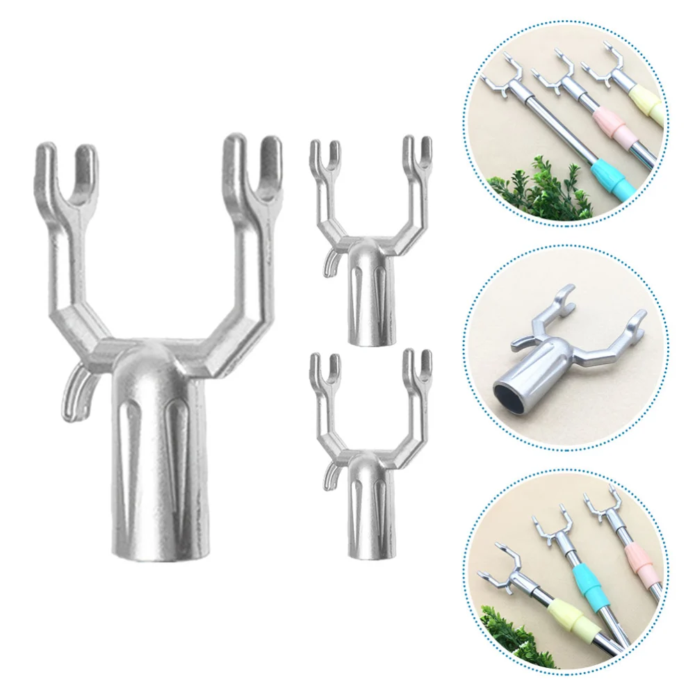 3pcs Clothes Pole Fork Heads Clothes Pole Replacement Forks Clothes Pole Supplies