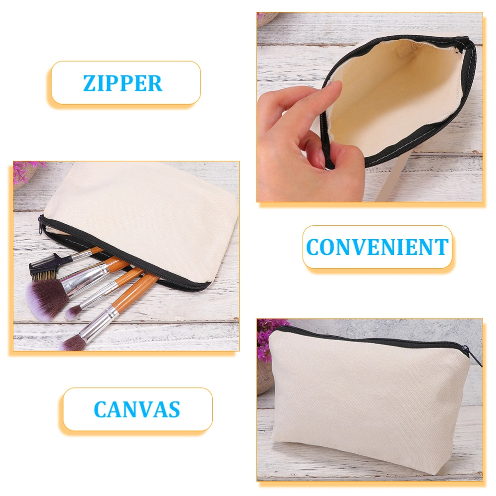 10pcs Cosmetic Bags Travel Cosmetic Organizer Bags Blank DIY Craft Canvas Bags