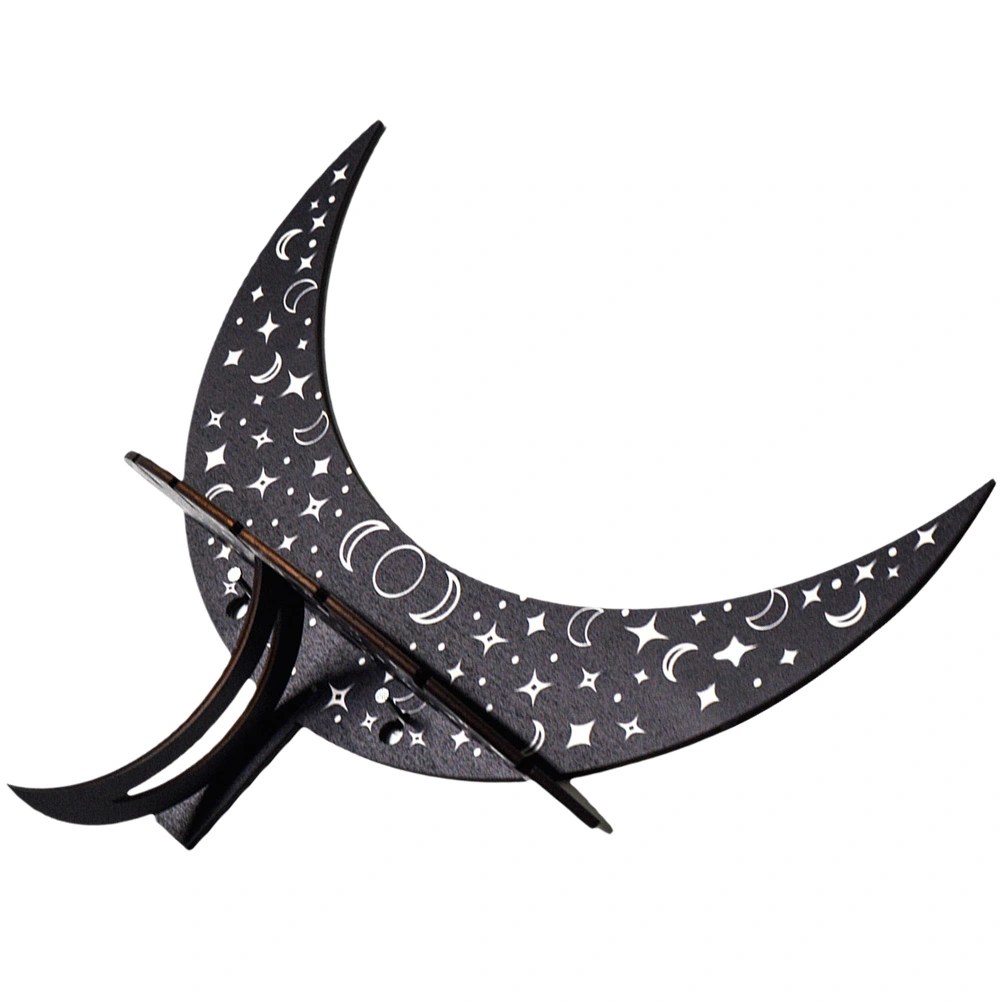 Moon Wall Display Rack Wood Moon Crystal Display Shelf Wall Mounted Rack