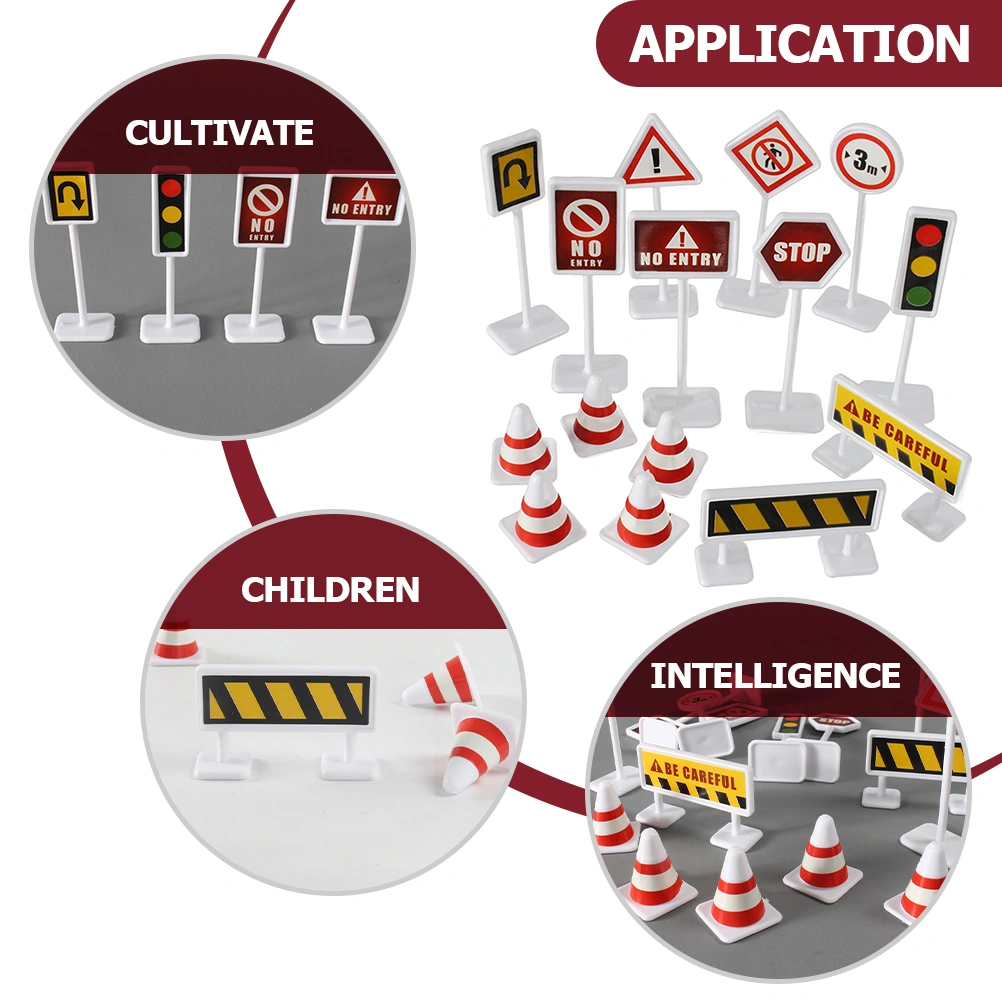10 Sets Traffic Road Sign Toys Miniature Traffic Barricades Signs Kids Traffic Scene Toys