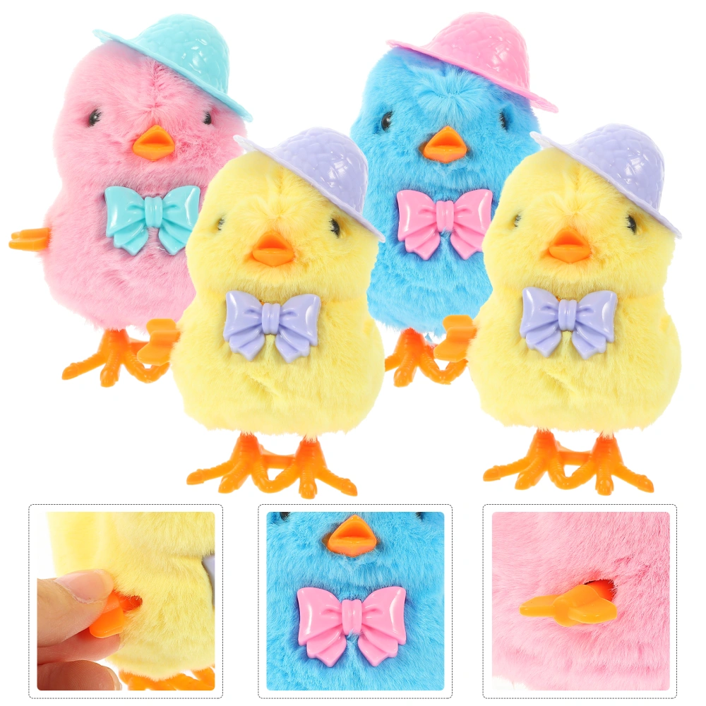 4pcs Jumping Chick Wind Up Toys Novelty Plush Chicken Hopping Wind-up Toys