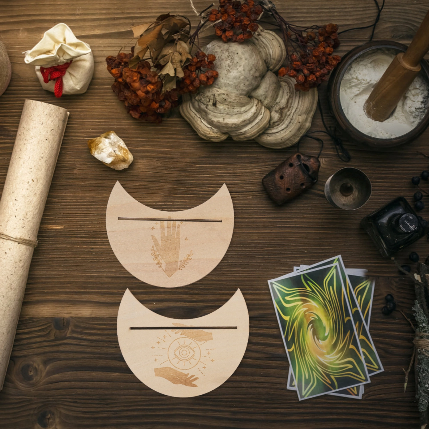 4pcs Wooden Tarot Stand Wooden Tarot Cards Display Stand Divination Tool Bracket