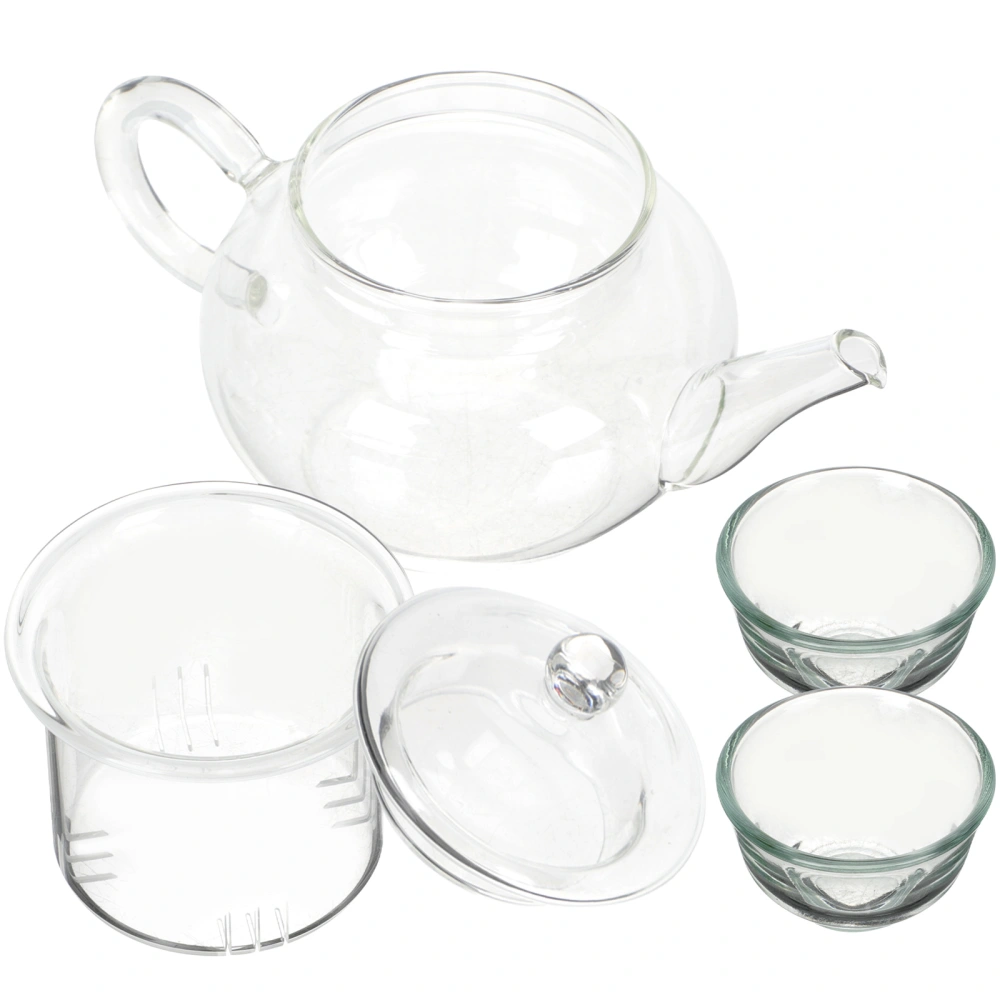 1 Set of Transparent Glass Tea Set Heat-resistant Glass Tea Kettle With Cups Food-grade Kettle