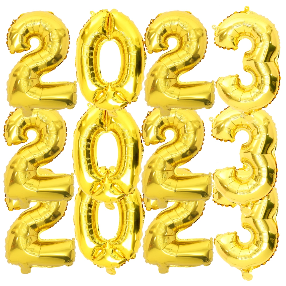 3 Sets Party Balloons Happy New Year Party Aluminum Foil 2023 Balloons Decor