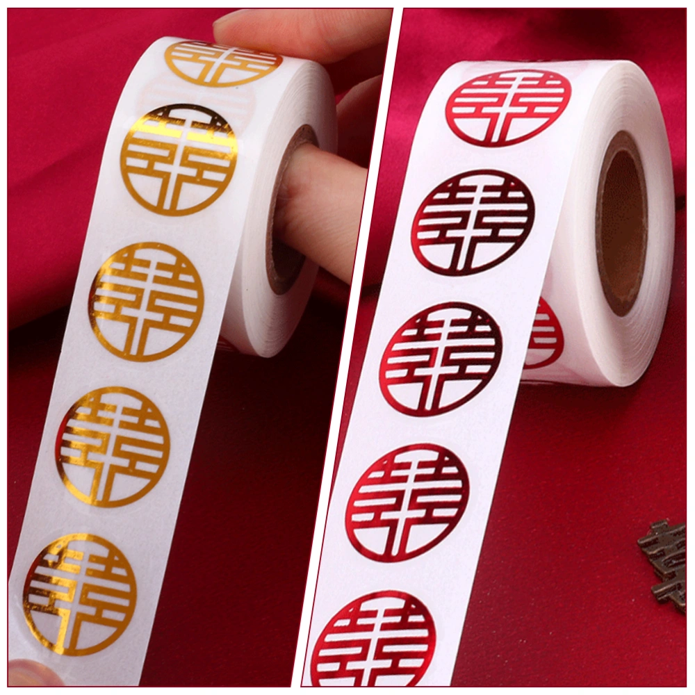 2 Rolls Gift Label Sticker Chinese Character XI Sticker Chinese Wedding Xi Sticker