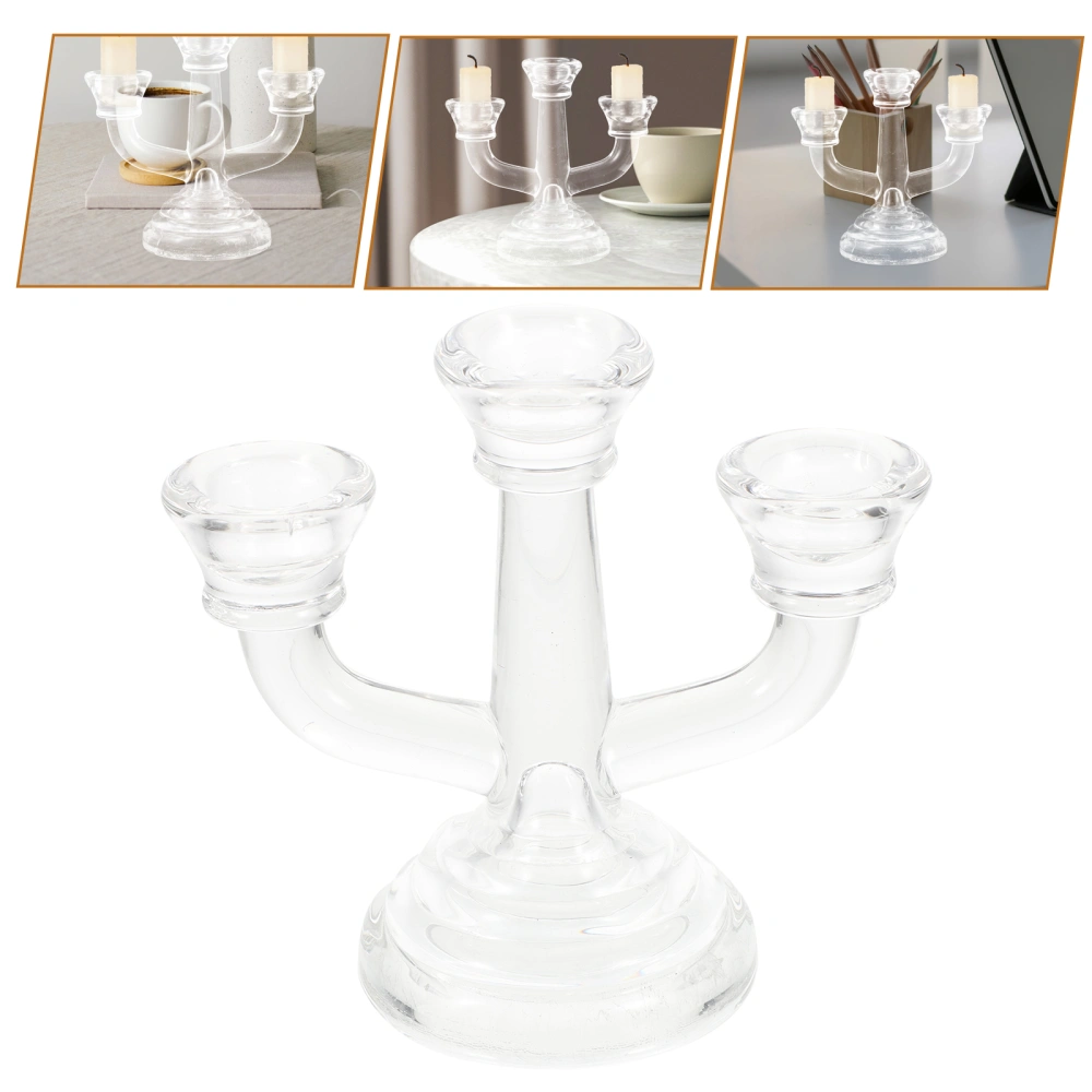 Glass Candle Holder French Style Branches Candle Candelabra Wedding Candlestick Holder