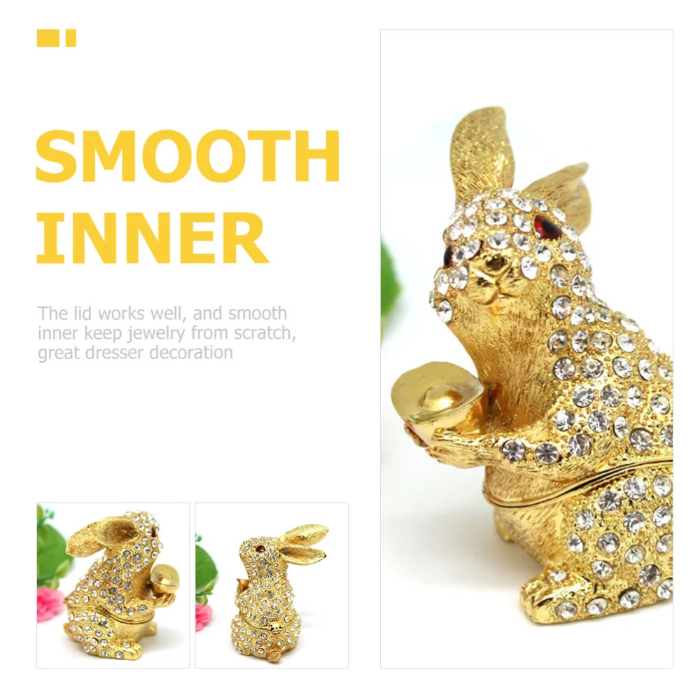 Alloy Jewelry Box Exquisite Rabbit Jewelry Box Trinket Ring Earrings Storage Box