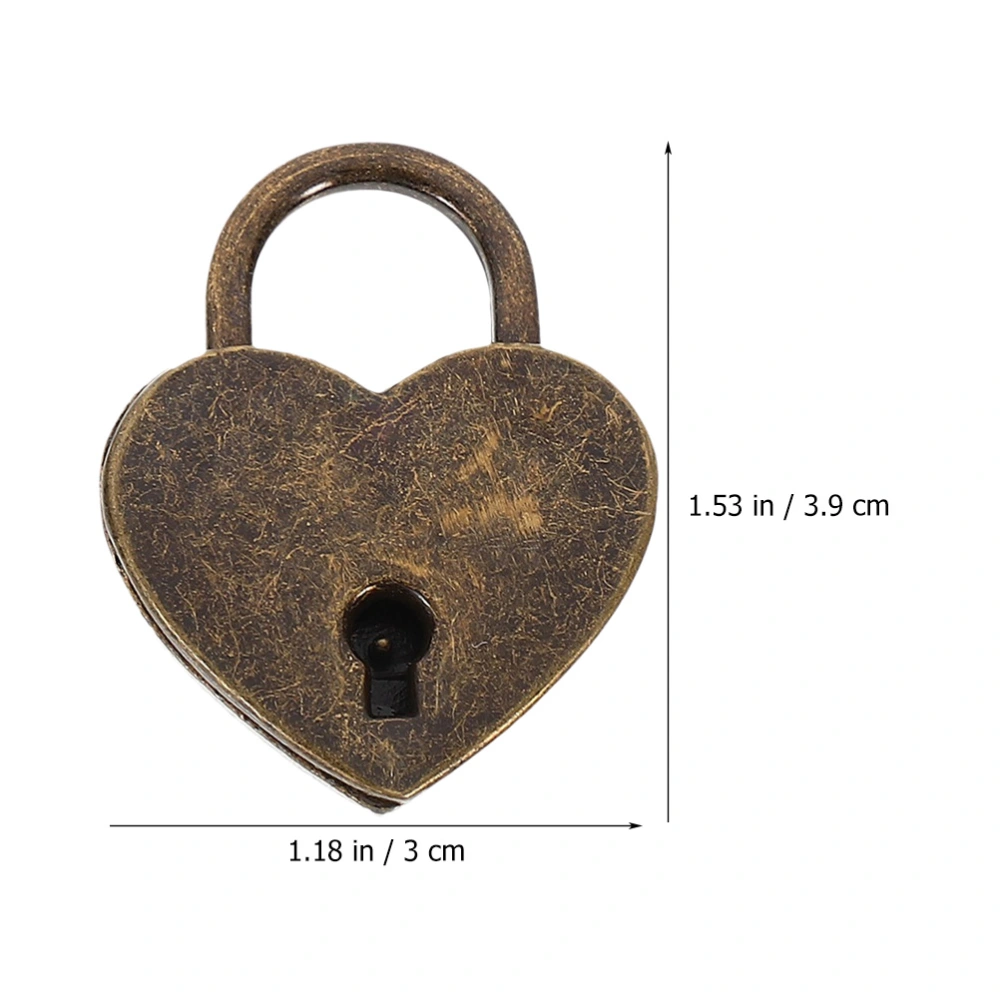 2 Sets Love Lock Heart Shaped Lock and Key Suitcase Luggage Lock Diary Book Lock