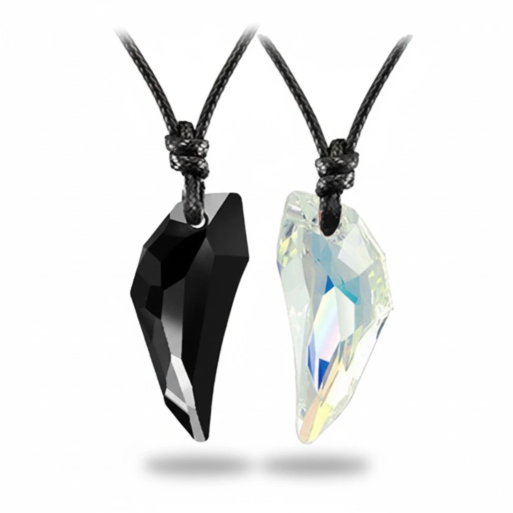 1 Pair Matching Necklace Heart Necklace Crystal Pendant Necklace Couples Jewelry Valentine Gift