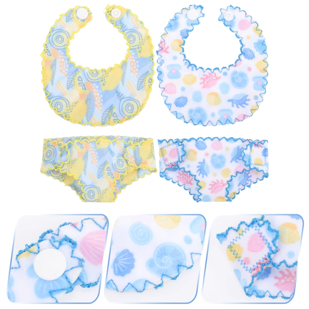 1 Set of Mini Doll Clothes Baby Panties Bibs Doll Underwear Bibs Doll Accessories for DIY Dolls