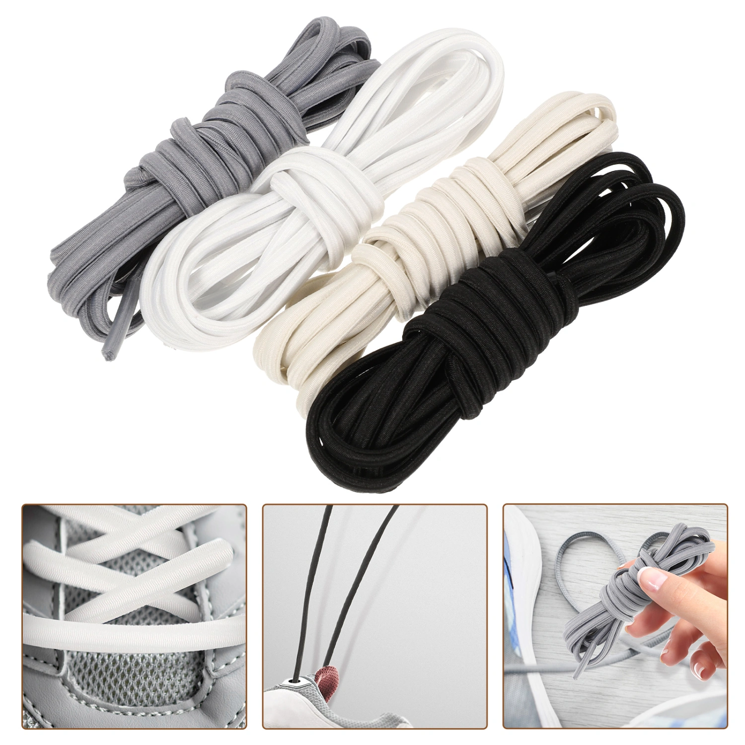 4 Pairs Sneakers Shoelaces No Tie Sports Shoelaces Tieless Shoelaces for Adults