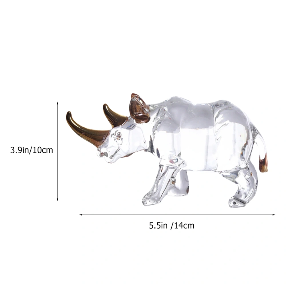 Transparent Rhino Figurine Crystal Desktop Figurine Crystal Miniature Ornament