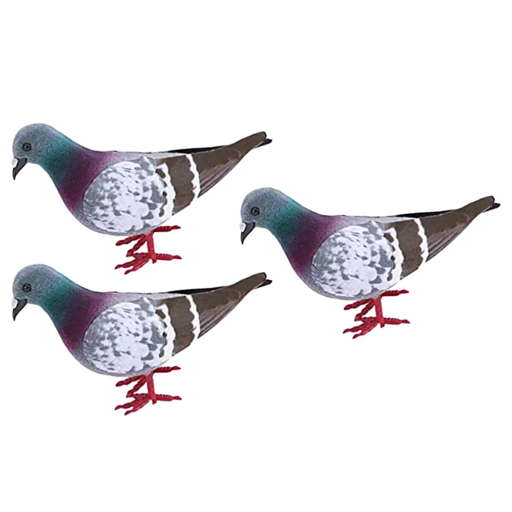 3pcs Simulated Foams Pigeons Realistic Pigeons Home Decoration Garden Ornaments