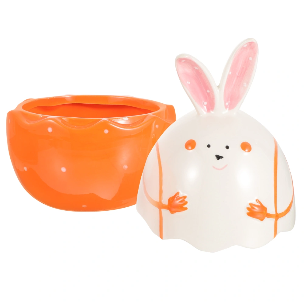 Ceramic Easter Rabbit Shaped Jar Ceramic Seal Tea Jar Ceramic Candy Storage Jar