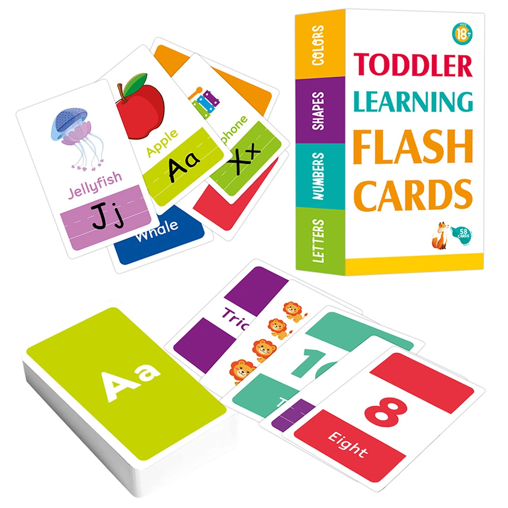 58 Sheets of Flash Cards Learning Toys Household Kids Playthings Educational Children Toys