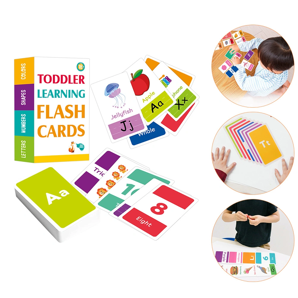 58 Sheets of Flash Cards Learning Toys Household Kids Playthings Educational Children Toys