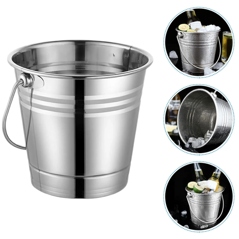 Stainless Steel Ice Bucket Wear-resistant Ice Container Portable Champagne Bucket Bar Accessory