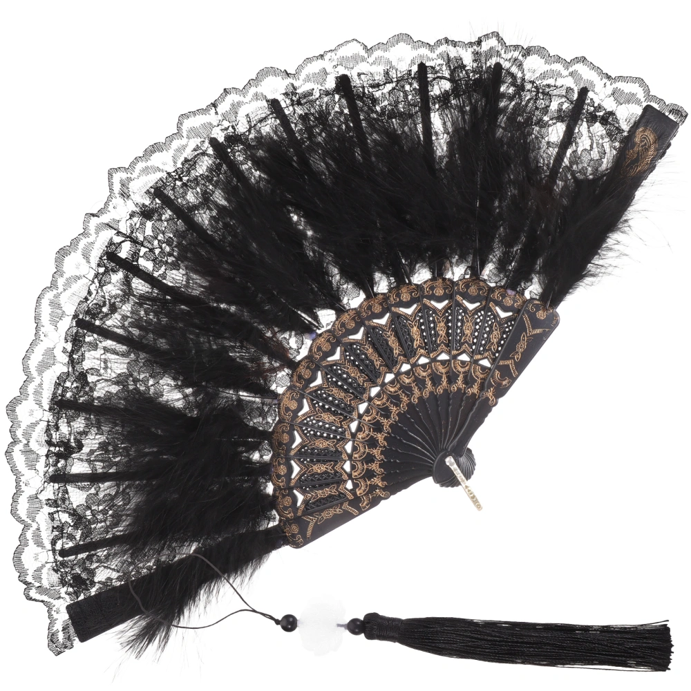 Plume Folding Fan Unique Wedding Handheld Fan Chinese Style Dancing Fan