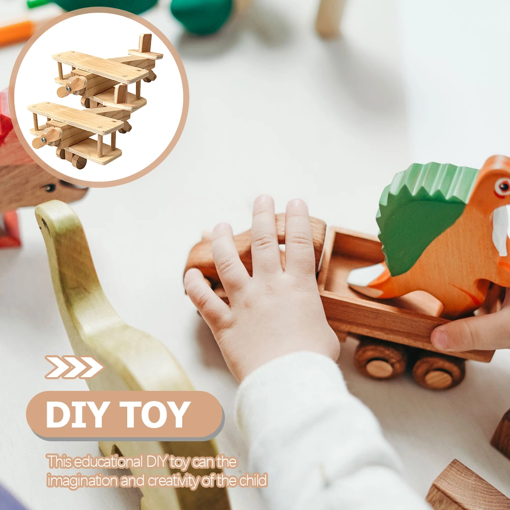 2 Sets Wooden Puzzles Assembly Toy 3D Puzzles Model Toy Kids Educational Toy