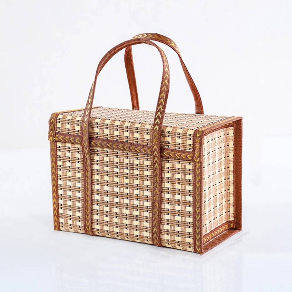 Bamboo Woven Basket Handheld Fruits Basket Gift Packaging Basket Egg Storage Basket Picnic Basket