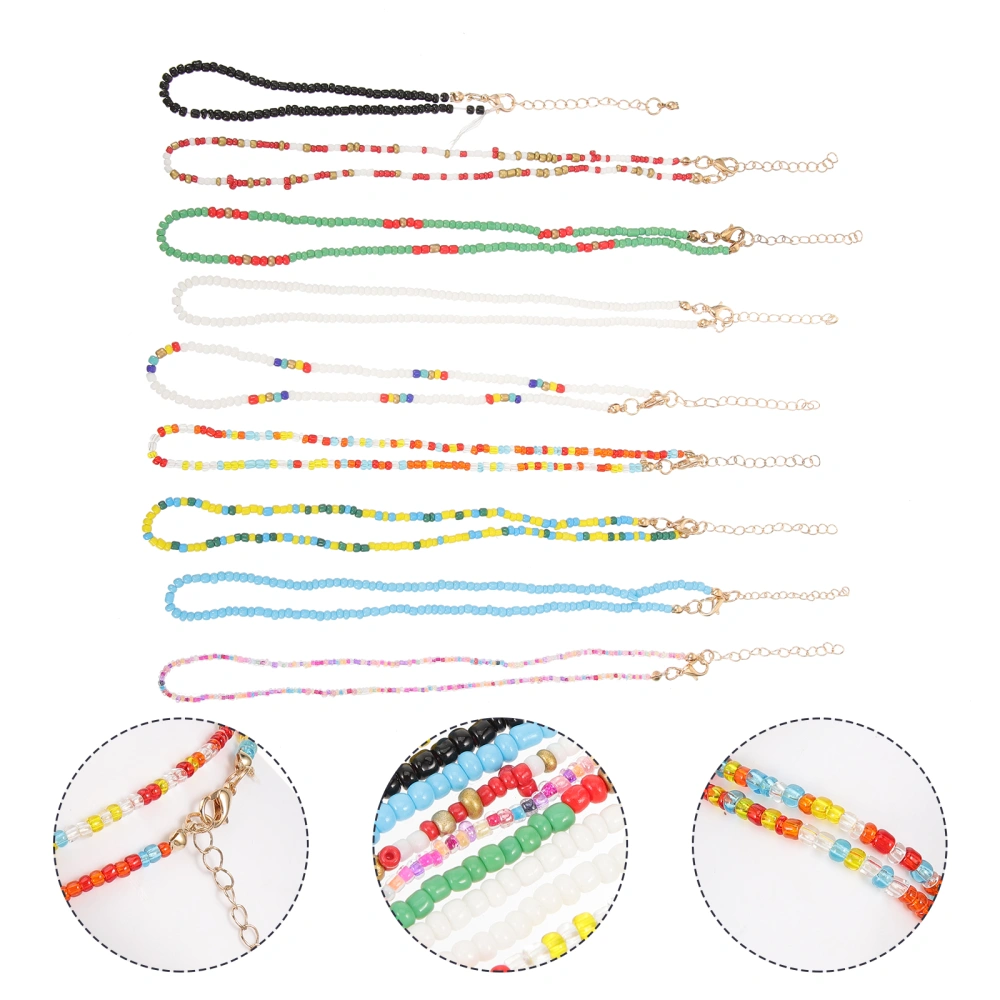 9Pcs Bead Choker Necklace Beaded Choker Neck Chain Jewelry for Women and Girls