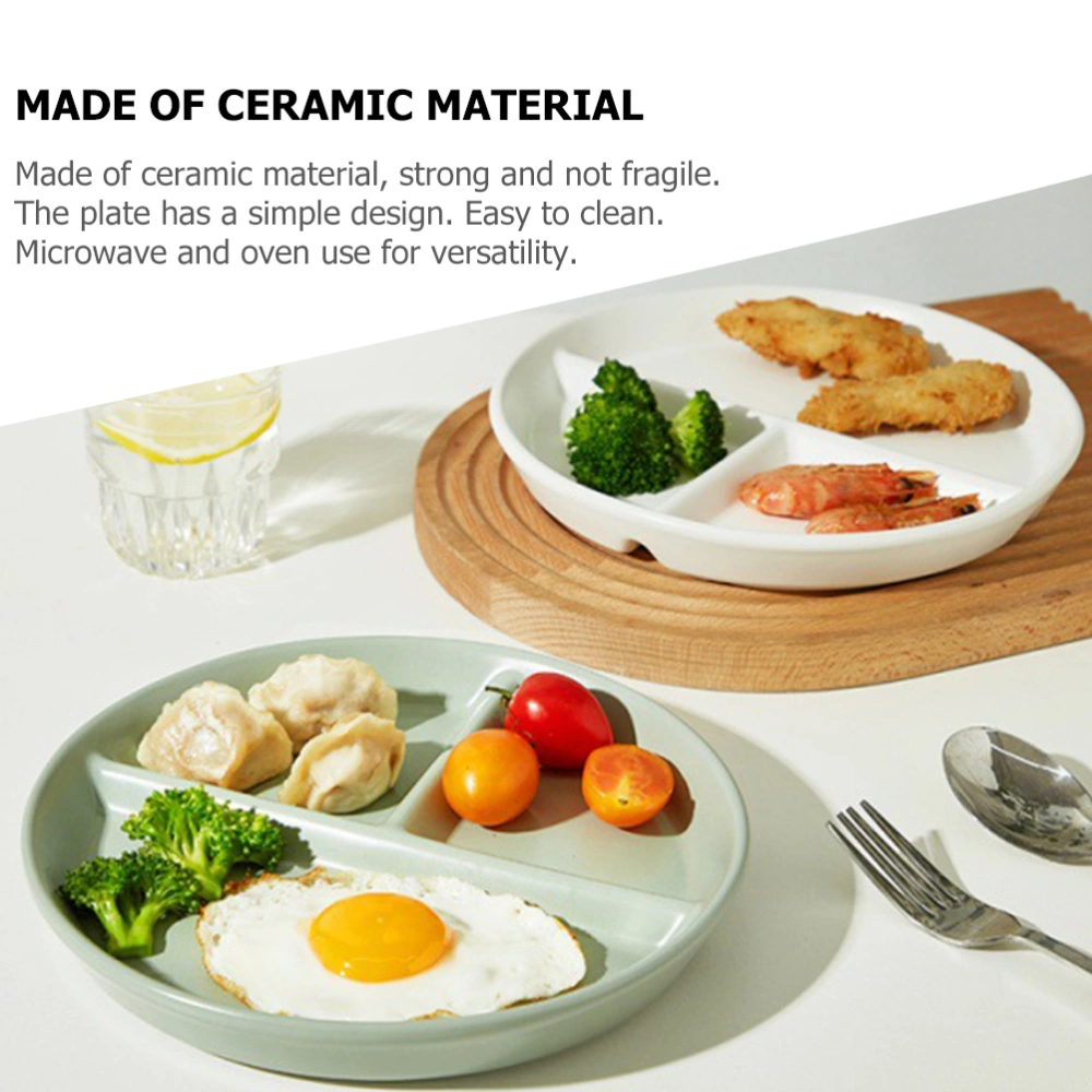 Ceramic Divided Plate Adult Diet Plate Ceramic Food Plate Household Tableware Dessert Plate