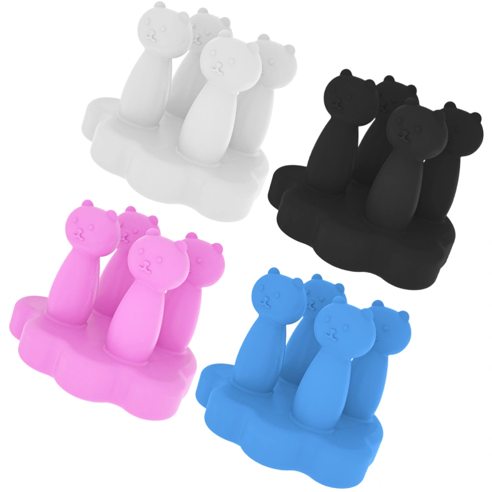 4Pcs Silicone Toothbrush Holder Adhesive Hooks Kitchen Organizer Wall Mount Toothbrush Holder