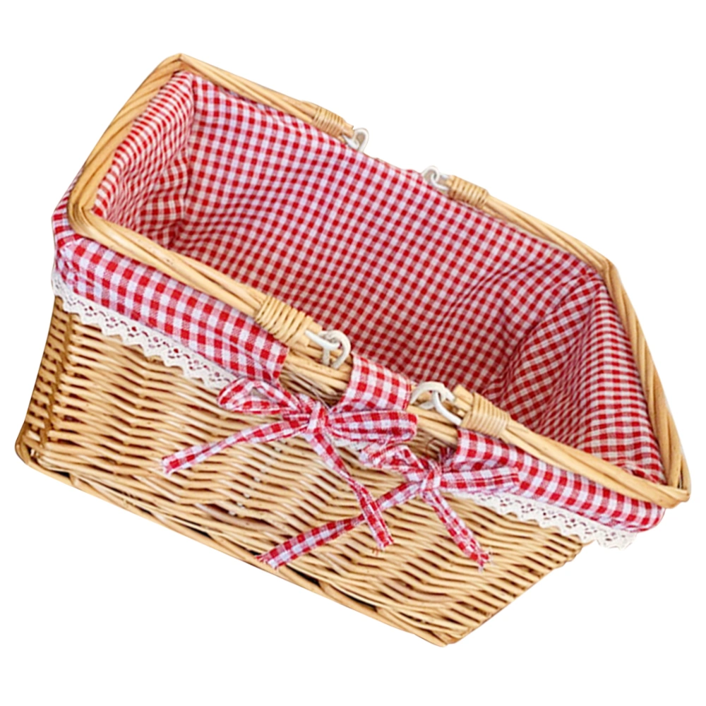 Wicker Woven Hand Basket Outdoor Handle Fruits Basket Picnic Woven Vegetable Basket