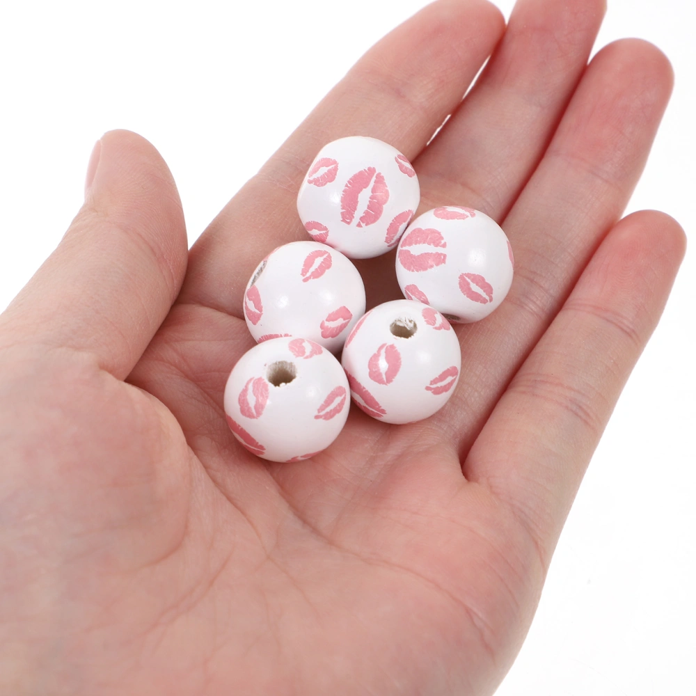 60pcs Wooden Loose Beads Hanging Lip Pattern Beads Home Decor DIY Loose Beads