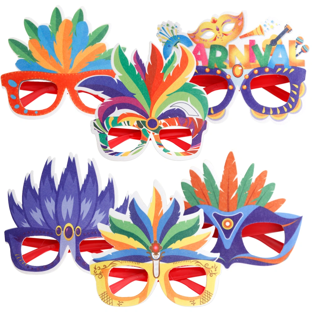 6pcs Carnival Glasses Decorations Costume Ball Glasses Party Decorative Glasses