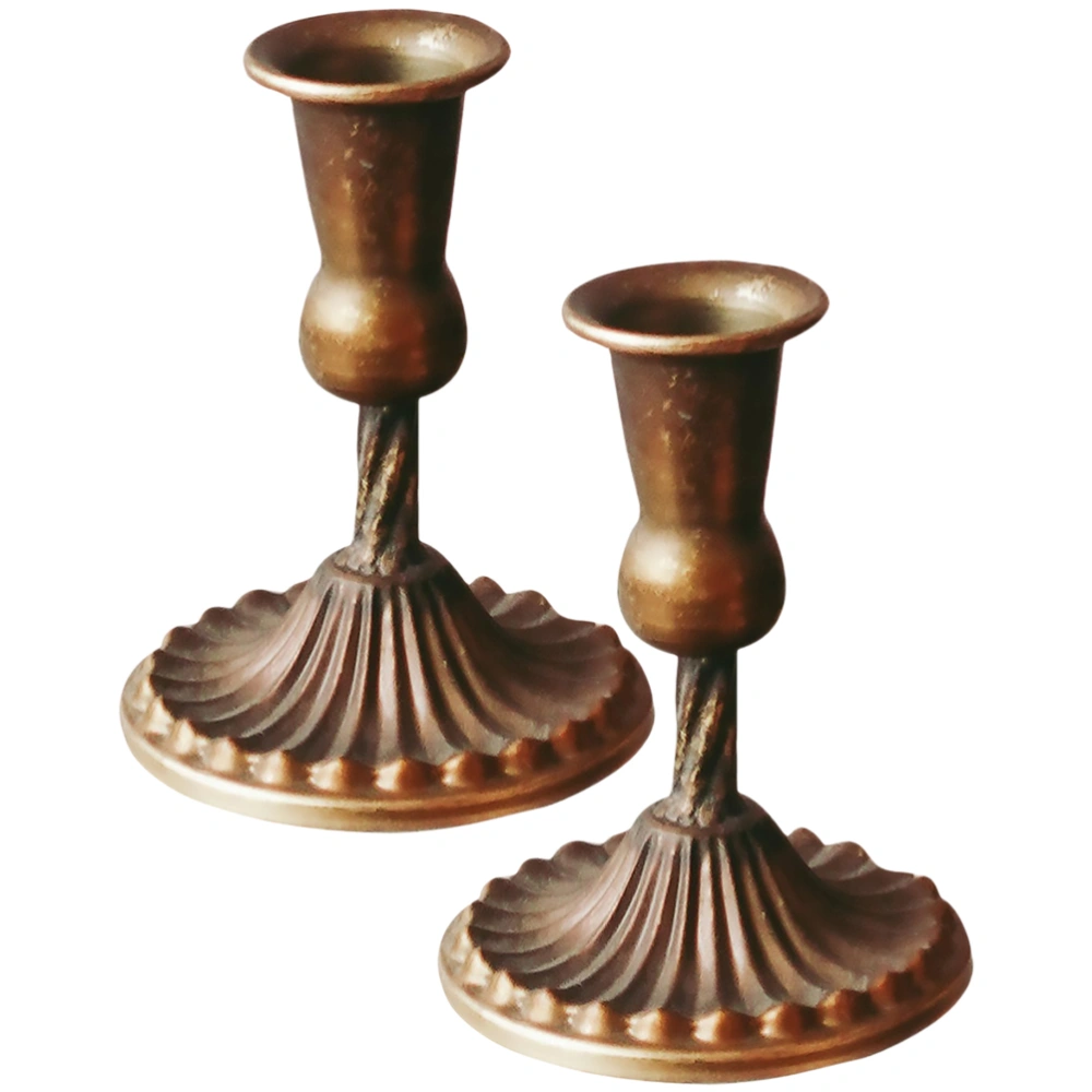 2pcs Retro Metal Single-head Candle Holder Vintage Candlestick Table Candle Holder