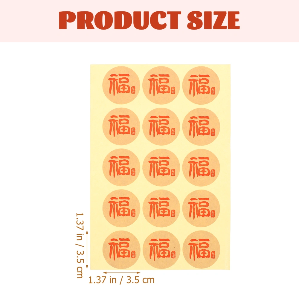 100pcs Chinese New Year Celebration Seal Sticker Spring Festival Sticker Red Lucky Sticker