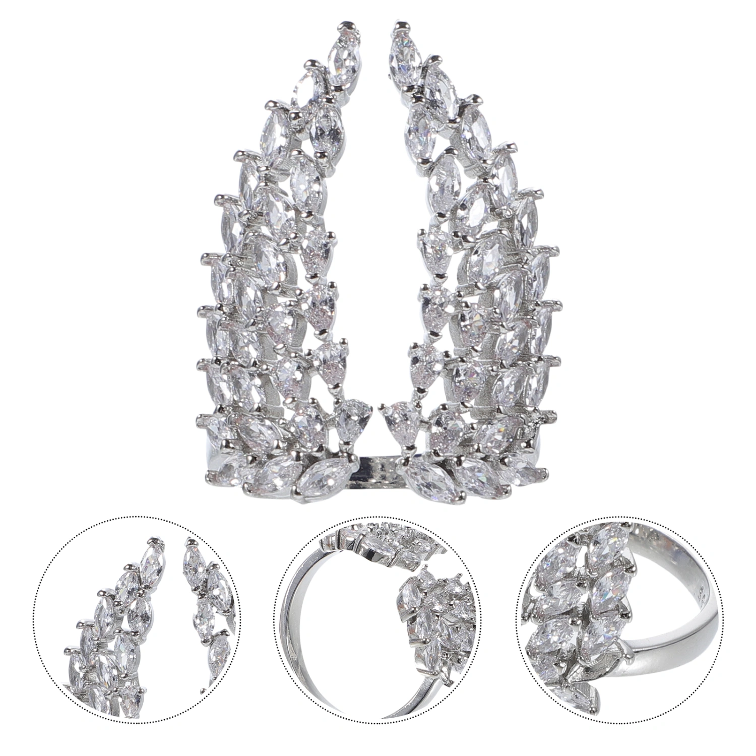 Open Ring Rhinestone Wing Ring Women Angel Wing Finger Jewelry Fashion Accessory