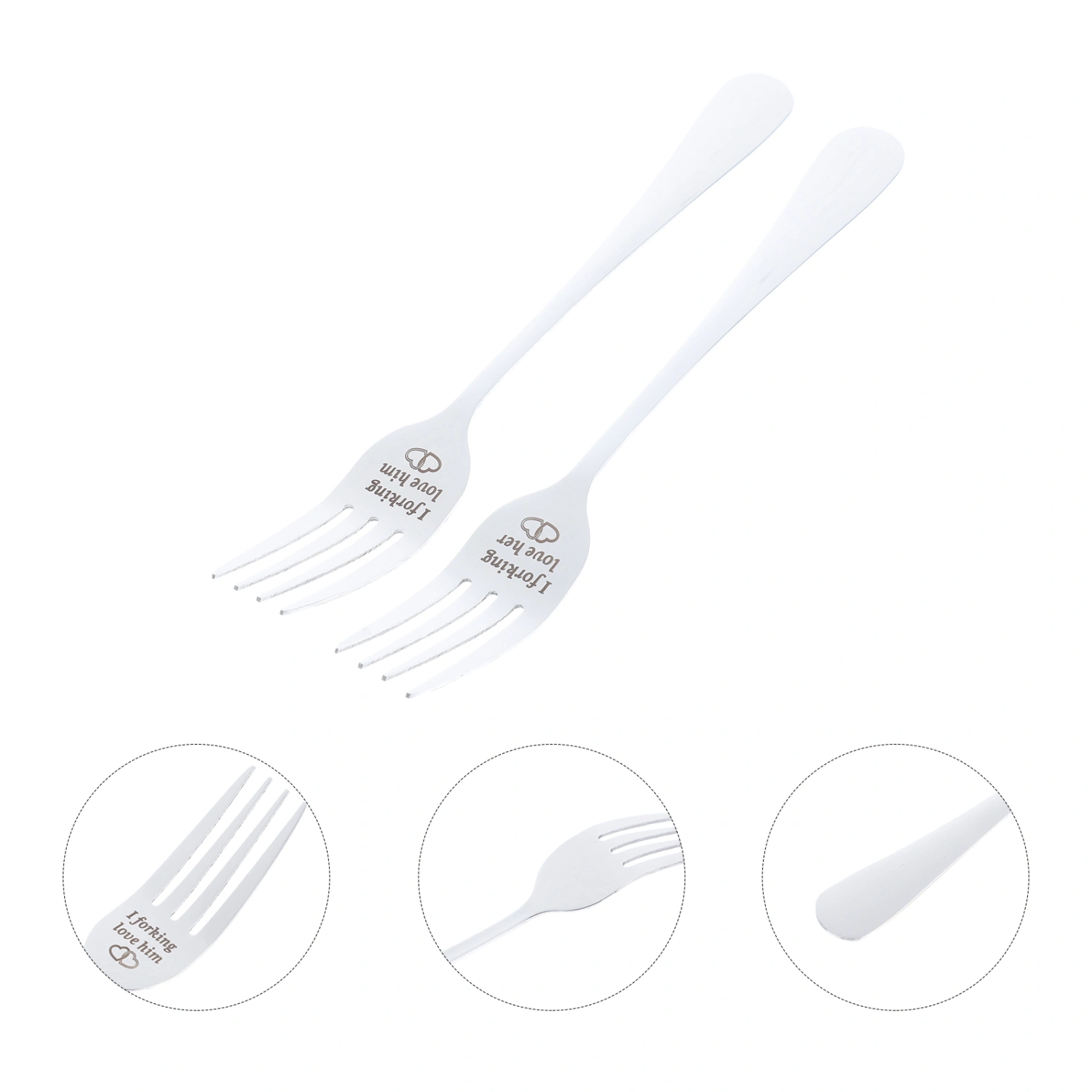 2Pcs Stainless Steel Forks Exquisite Forks Elegant Dinner Forks Valentines Day Metal Forks