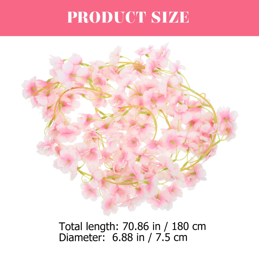 2pcs Artificial Cherry Blossom Flower Vine Hanging Flower Garland Wedding Flower Garland Pink