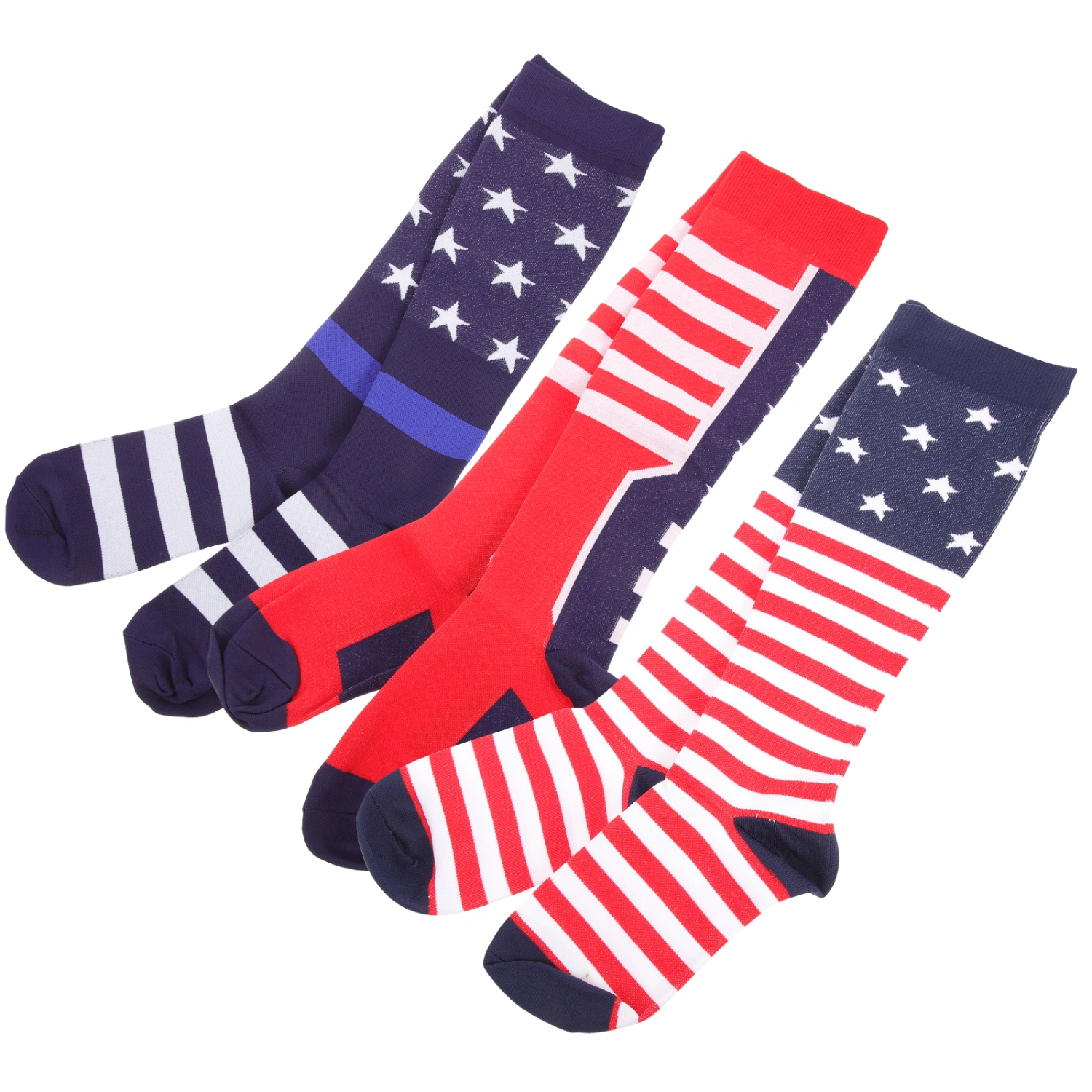 3 Pairs American Flag Socks Knee High Socks Elastic Sports Socks for Men Women